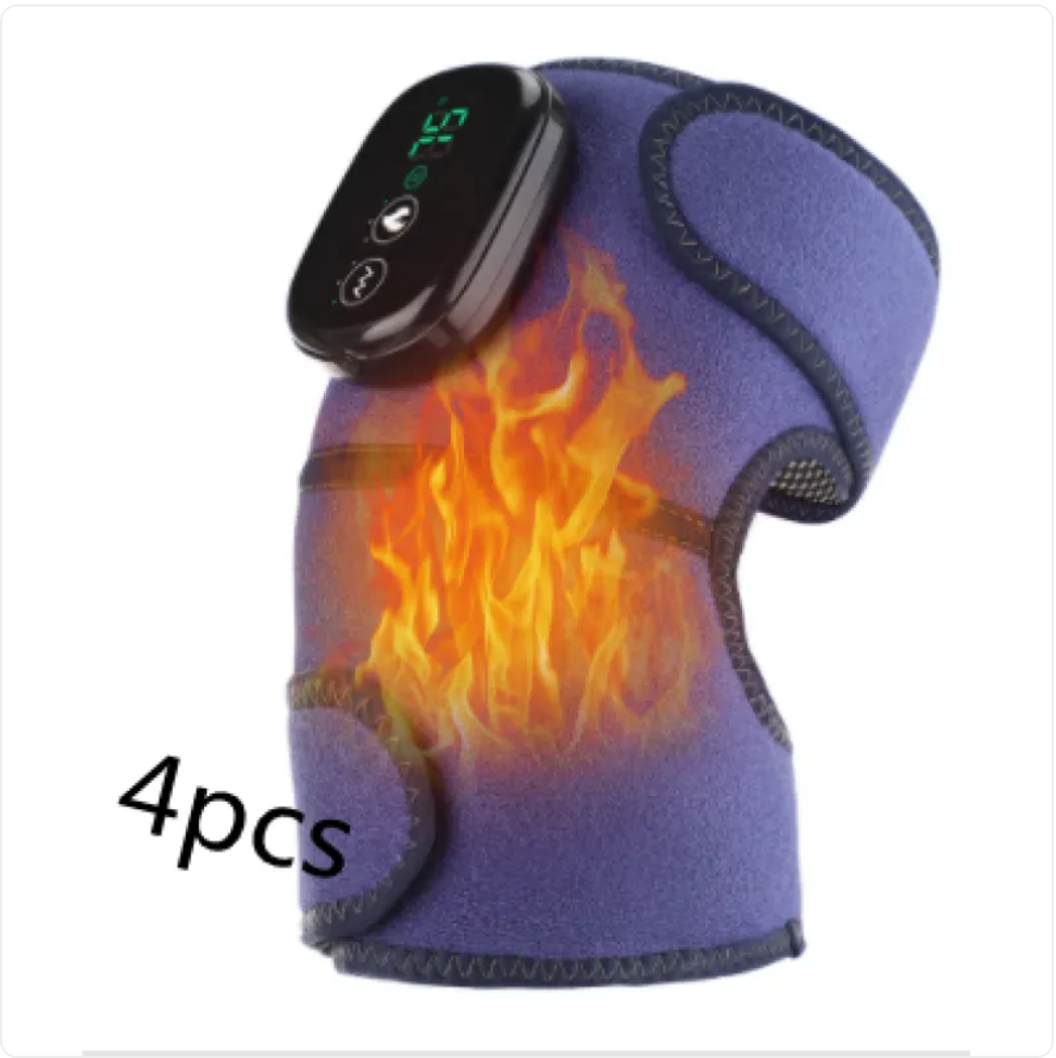 Purple knee brace with digital display and flame graphic on a white background